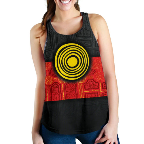 Australia Aboriginal Women Racerback Tank - Aussie Indigenous Flag Australia Aboriginal Women Racerback Tank - Aussie Indigenous Flag