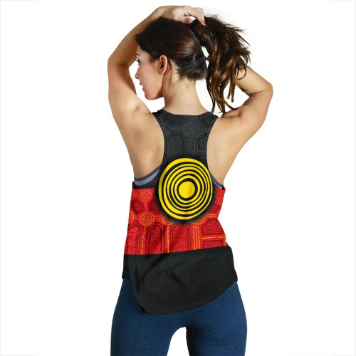 Australia Aboriginal Women Racerback Tank - Aussie Indigenous Flag Australia Aboriginal Women Racerback Tank - Aussie Indigenous Flag
