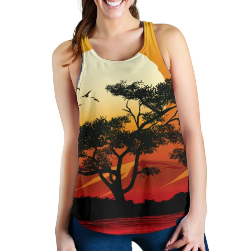 Australia Women Racerback Tank - Sunset And Tree In Australia Australia Women Racerback Tank - Sunset And Tree In Australia