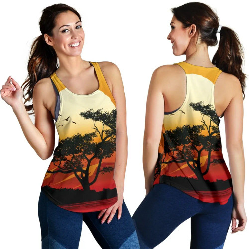 Australia Women Racerback Tank - Sunset And Tree In Australia Australia Women Racerback Tank - Sunset And Tree In Australia