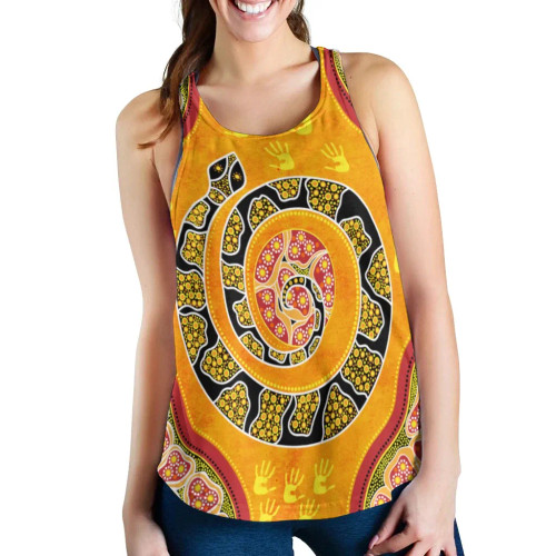 Australia Women Racerback Tank - Aboriginal Unique Style Snake Orange Color 2021 Australia Women Racerback Tank - Aboriginal Unique Style Snake Orange Color 2021