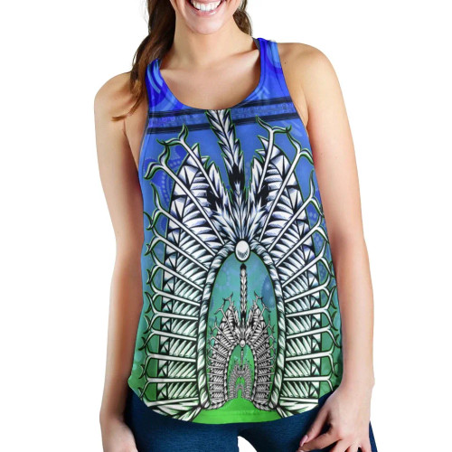Australia Women Racerback Tank - Turtle Background With Dhari Mask Australia Women Racerback Tank - Turtle Background With Dhari Mask