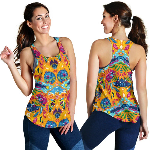 Australia Women Racerback Tank - Australia Animal Top Tank Patterns Color Art