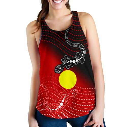 Australia Aboriginal Women Racerback Tank - Two Indigenous Lizard
