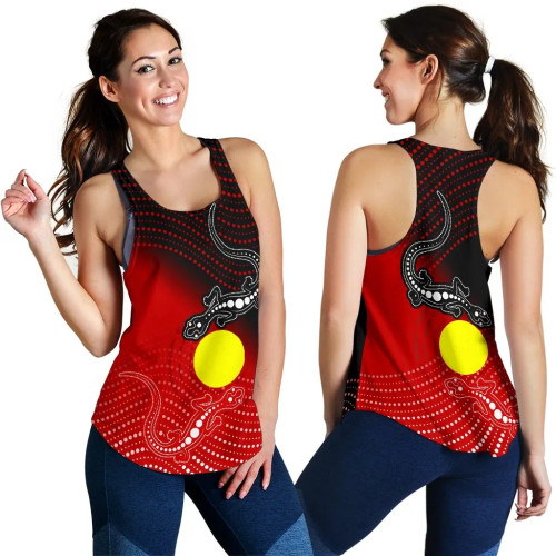 Australia Aboriginal Women Racerback Tank - Two Indigenous Lizard