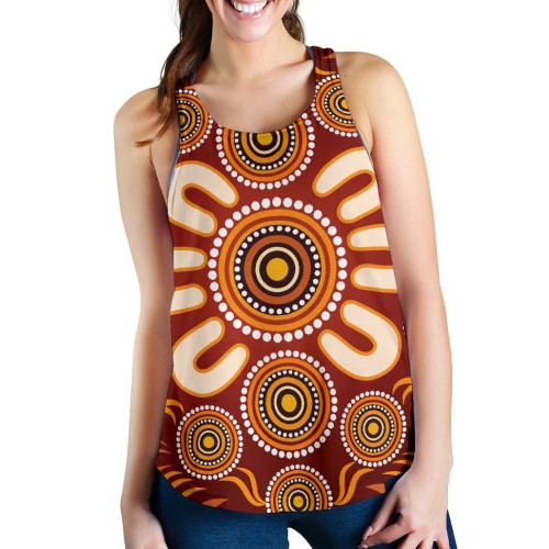 Australia Aboriginal Women Racerback Tank - Circle Flowers Patterns Ver03 Australia Aboriginal Women Racerback Tank - Circle Flowers Patterns Ver03