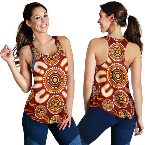 Australia Aboriginal Women Racerback Tank - Circle Flowers Patterns Ver03 Australia Aboriginal Women Racerback Tank - Circle Flowers Patterns Ver03