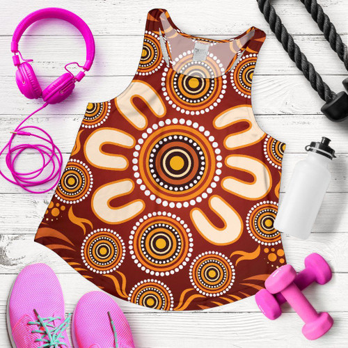 Australia Aboriginal Women Racerback Tank - Circle Flowers Patterns Ver03 Australia Aboriginal Women Racerback Tank - Circle Flowers Patterns Ver03