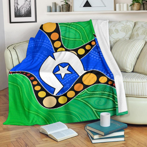 Australia Torres Strait Islands Blanket -  Flag with Aboriginal Patterns Australia Torres Strait Islands Blanket -  Flag with Aboriginal Patterns