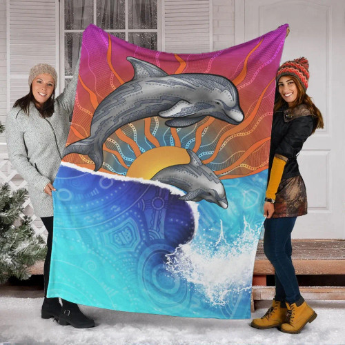 Australia Aboriginal Blanket - Indigenous Dolphin Australia Aboriginal Blanket - Indigenous Dolphin