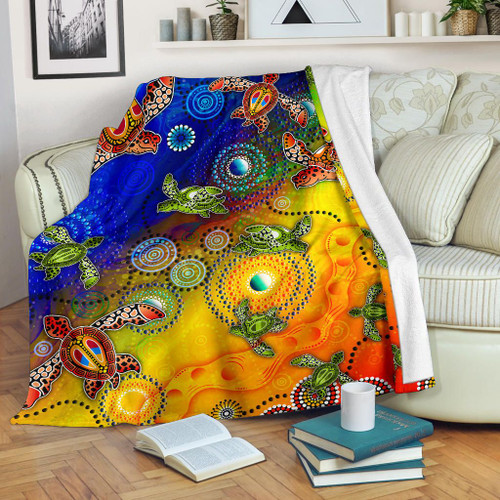 Australia Aboriginal Blanket - Turtle Art Ocean Galaxy Dot Painting Australia Aboriginal Blanket - Turtle Art Ocean Galaxy Dot Painting