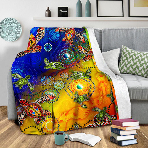 Australia Aboriginal Blanket - Turtle Art Ocean Galaxy Dot Painting Australia Aboriginal Blanket - Turtle Art Ocean Galaxy Dot Painting