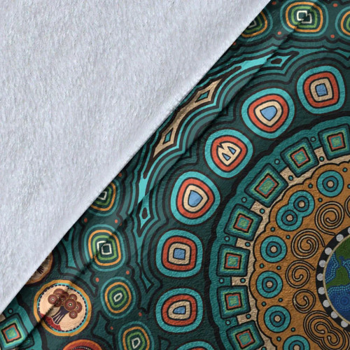 Australia Blanket - Aboriginal Green Dot Painting With Earth