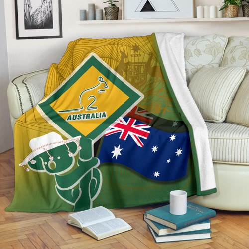 Australia Blanket - Aus Flag and Coat Of Arms Blanket Kangaroo and Koala Sign Australia Blanket - Aus Flag and Coat Of Arms Blanket Kangaroo and Koala Sign