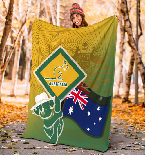 Australia Blanket - Aus Flag and Coat Of Arms Blanket Kangaroo and Koala Sign Australia Blanket - Aus Flag and Coat Of Arms Blanket Kangaroo and Koala Sign
