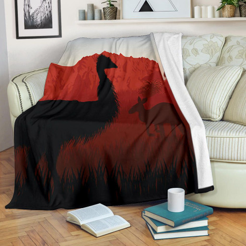 Australia Premium Blanket - Australian Nature with Emu and Kangaroo