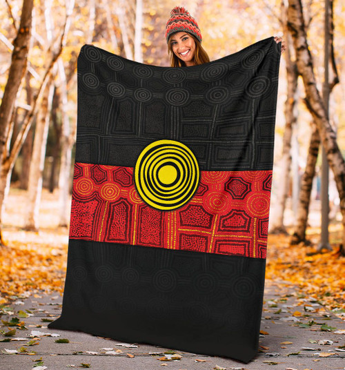 Australia Aboriginal Blanket - Aussie Indigenous Flag Australia Aboriginal Blanket - Aussie Indigenous Flag