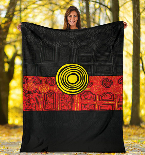 Australia Aboriginal Blanket - Aussie Indigenous Flag Australia Aboriginal Blanket - Aussie Indigenous Flag