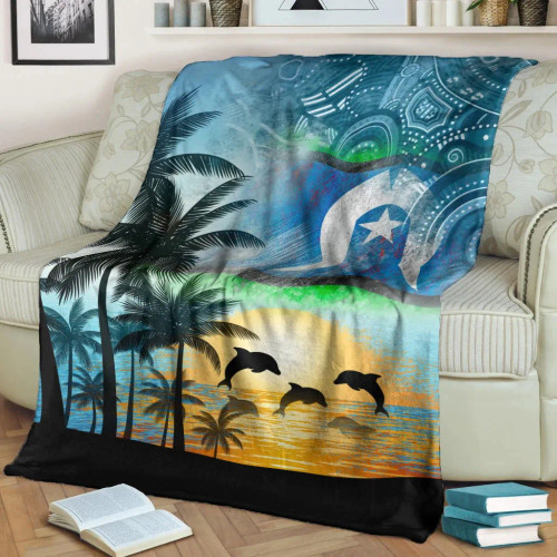 Australia Aboriginal Blanket - Torres and Coconut Palms