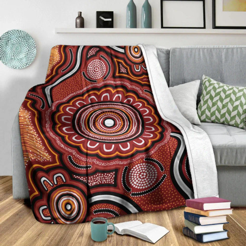 Australia Aboriginal Blanket - Aboriginal Dot Art Painting VER 13 Australia Aboriginal Blanket - Aboriginal Dot Art Painting VER 13