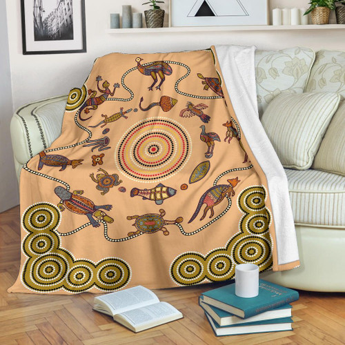 Australia Blanket - Aboriginal Dot Painting Blanket Australian Animals