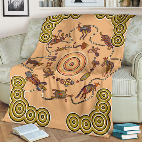Australia Blanket - Aboriginal Dot Painting Blanket Australian Animals Australia Blanket - Aboriginal Dot Painting Blanket Australian Animals