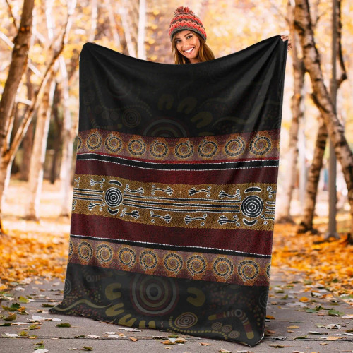 Australia Blanket -  Aboriginal Dot Panting Art Horizontal Lines Australia Blanket -  Aboriginal Dot Panting Art Horizontal Lines