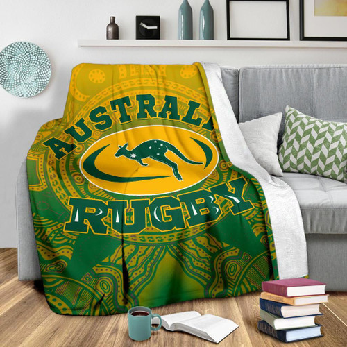 Australia Aboriginal Blanket - Australia Rugby and Coat Of Arms Ver02 Australia Aboriginal Blanket - Australia Rugby and Coat Of Arms Ver02