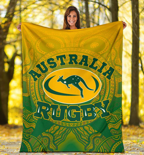Australia Aboriginal Blanket - Australia Rugby and Coat Of Arms Ver02 Australia Aboriginal Blanket - Australia Rugby and Coat Of Arms Ver02