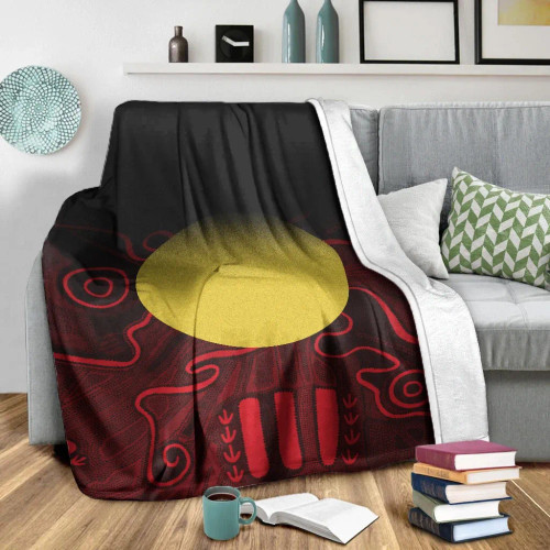 Australia Aboriginal Blanket - Indigenous Flag Grunge Style Australia Aboriginal Blanket - Indigenous Flag Grunge Style