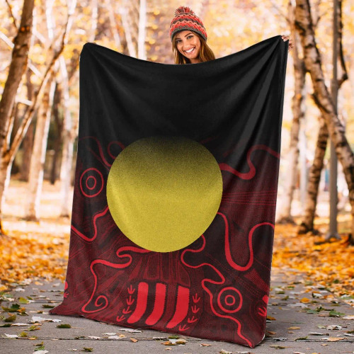 Australia Aboriginal Blanket - Indigenous Flag Grunge Style Australia Aboriginal Blanket - Indigenous Flag Grunge Style