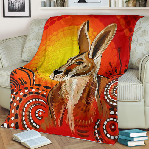 Australia Blanket - Kangaroo Blanket Aboriginal Patterns