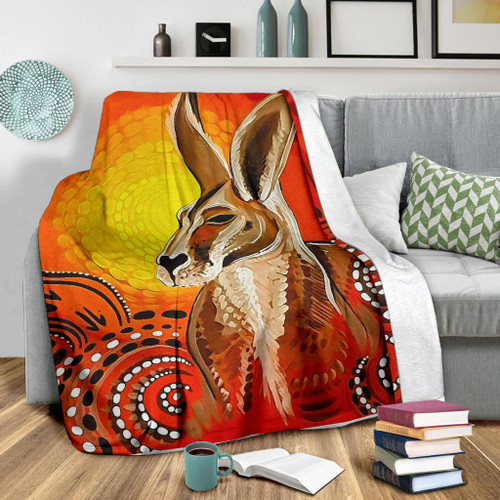 Australia Blanket - Kangaroo Blanket Aboriginal Patterns
