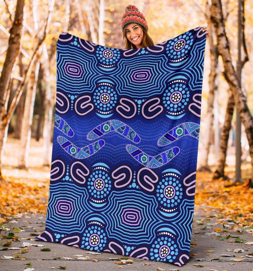 Australia ABoriginal Blanket - Boomerangs And Dot Painting Art Ver02 Australia ABoriginal Blanket - Boomerangs And Dot Painting Art Ver02