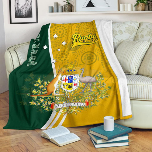 [Custom] Australia Blanket - Australia Coat Of Arm In Rugby Style