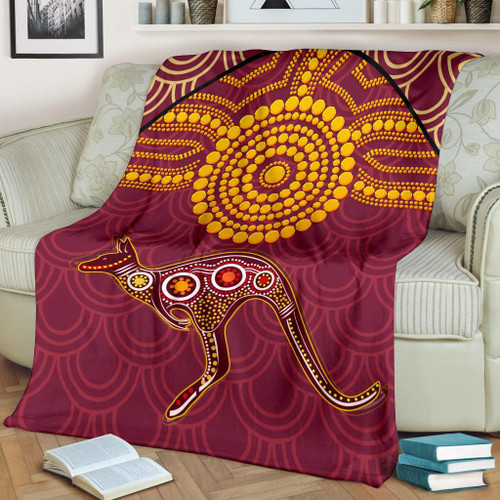 Australia Aboriginal Blanket - Aboriginal Kangaroo Australia Aboriginal Blanket - Aboriginal Kangaroo