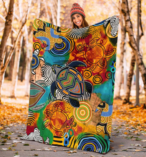 Australia Aboriginal Blanket - Turtle Indigenous Art Australia Aboriginal Blanket - Turtle Indigenous Art