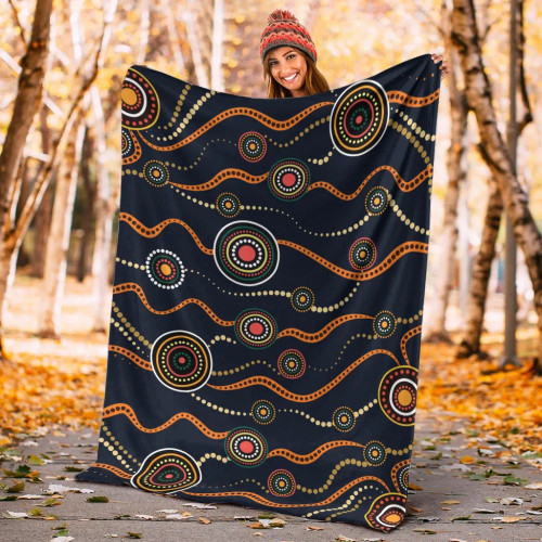 Australia Aboriginal Blanket - Aboriginal Dot Art Painting VER1 Australia Aboriginal Blanket - Aboriginal Dot Art Painting VER1