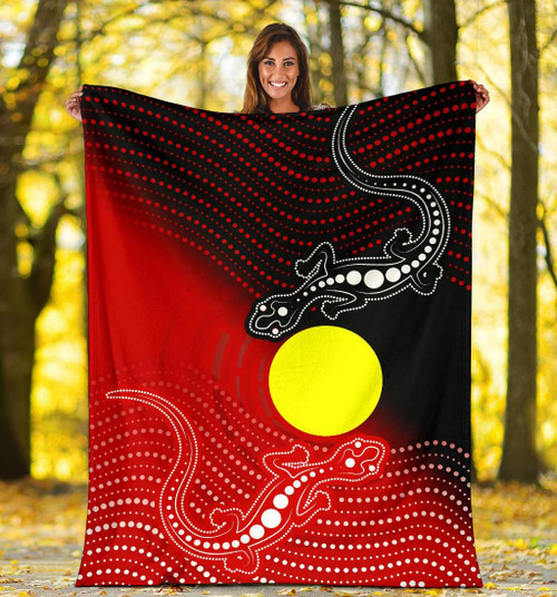 Australia Aboriginal Blanket - Two Indigenous Lizard