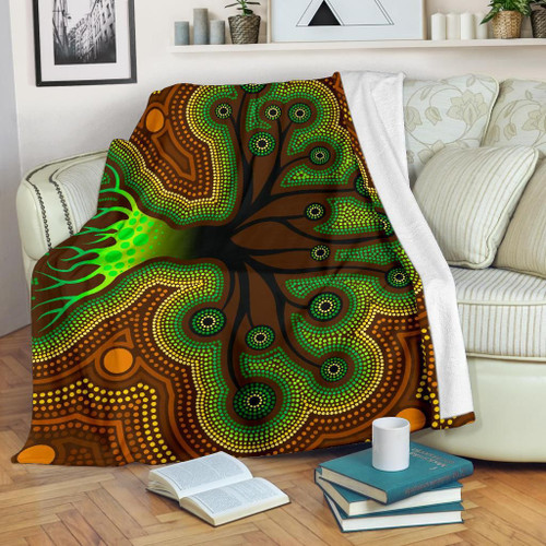 Australia Aboriginal Blanket - Tree Dot Painting Art