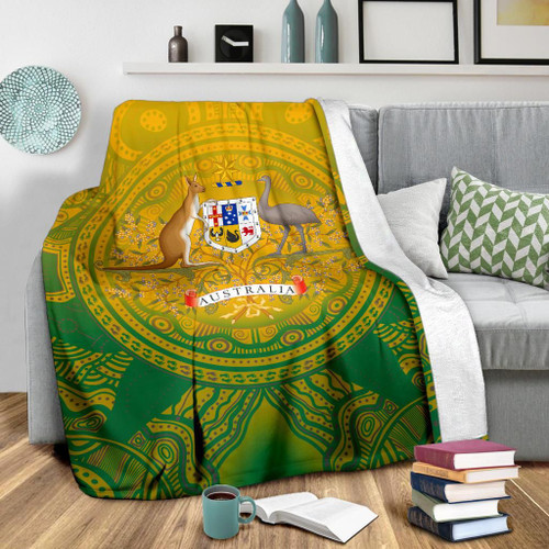 Australia Aboriginal Blanket - Australia Rugby and Coat Of Arms Ver01 Australia Aboriginal Blanket - Australia Rugby and Coat Of Arms Ver01