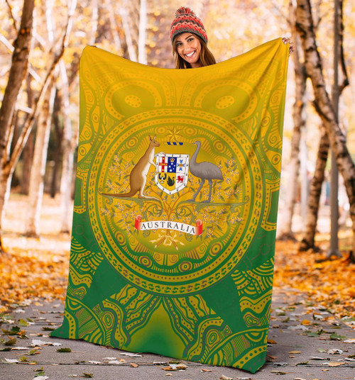 Australia Aboriginal Blanket - Australia Rugby and Coat Of Arms Ver01 Australia Aboriginal Blanket - Australia Rugby and Coat Of Arms Ver01