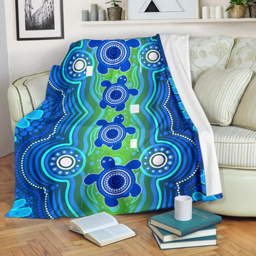 Australia Aboriginal Blanket -  Aboriginal Turtle Family