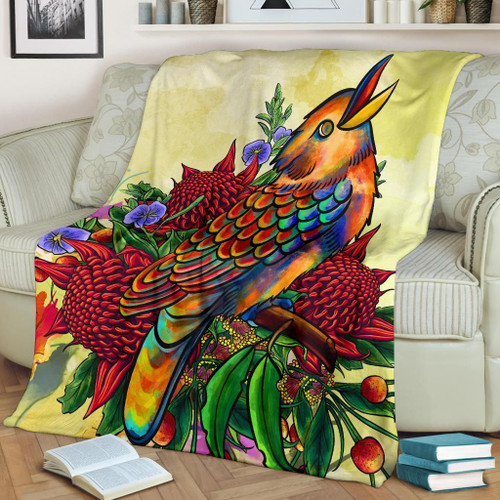 Australia Blanket - Australia Kookaburra With Waratah Australia Blanket - Australia Kookaburra With Waratah