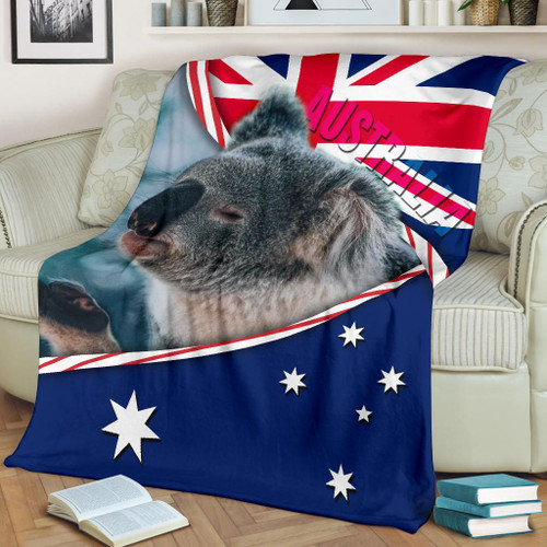 Australia Blanket - Australia Flag and Coat Of Arms Blanket Koala 3D Australia Blanket - Australia Flag and Coat Of Arms Blanket Koala 3D