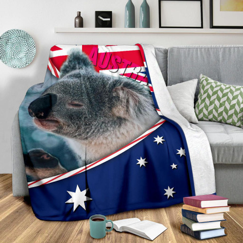 Australia Blanket - Australia Flag and Coat Of Arms Blanket Koala 3D Australia Blanket - Australia Flag and Coat Of Arms Blanket Koala 3D