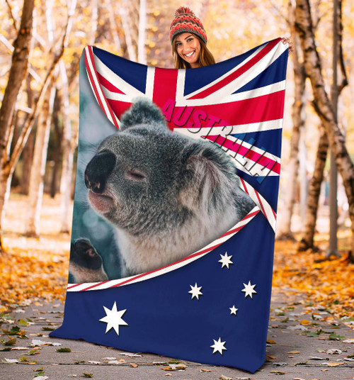 Australia Blanket - Australia Flag and Coat Of Arms Blanket Koala 3D Australia Blanket - Australia Flag and Coat Of Arms Blanket Koala 3D