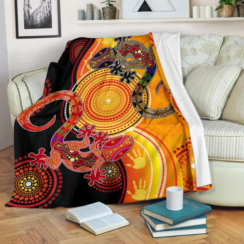 Australia Aboriginal Blanket - Couple Aboriginal Lizards Australia Aboriginal Blanket - Couple Aboriginal Lizards