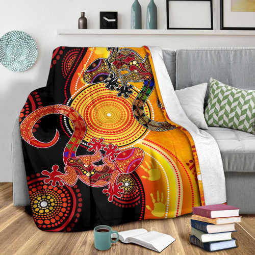 Australia Aboriginal Blanket - Couple Aboriginal Lizards Australia Aboriginal Blanket - Couple Aboriginal Lizards