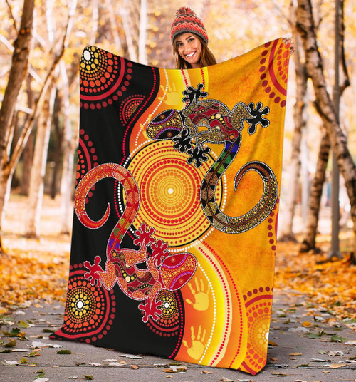 Australia Aboriginal Blanket - Couple Aboriginal Lizards Australia Aboriginal Blanket - Couple Aboriginal Lizards